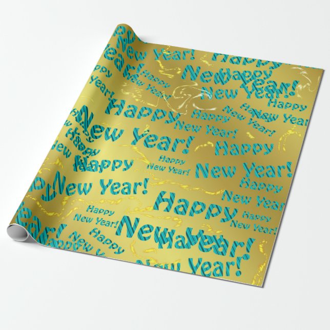 Papel De Regalo blue happy new year paper (Desenrollado)