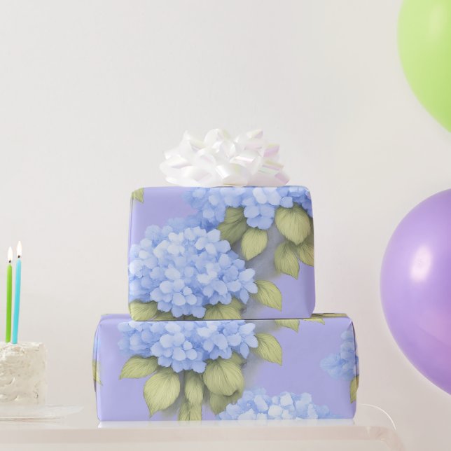 Papel De Regalo Blue Hydrangea Floral Wrapping Paper (Regalos de fiesta)