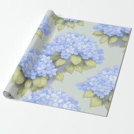 Papel De Regalo Blue Hydrangea Floral Wrapping Paper