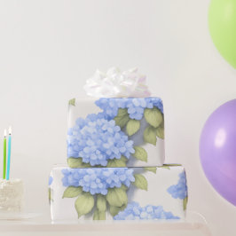 Papel De Regalo Blue Hydrangea Floral Wrapping Paper