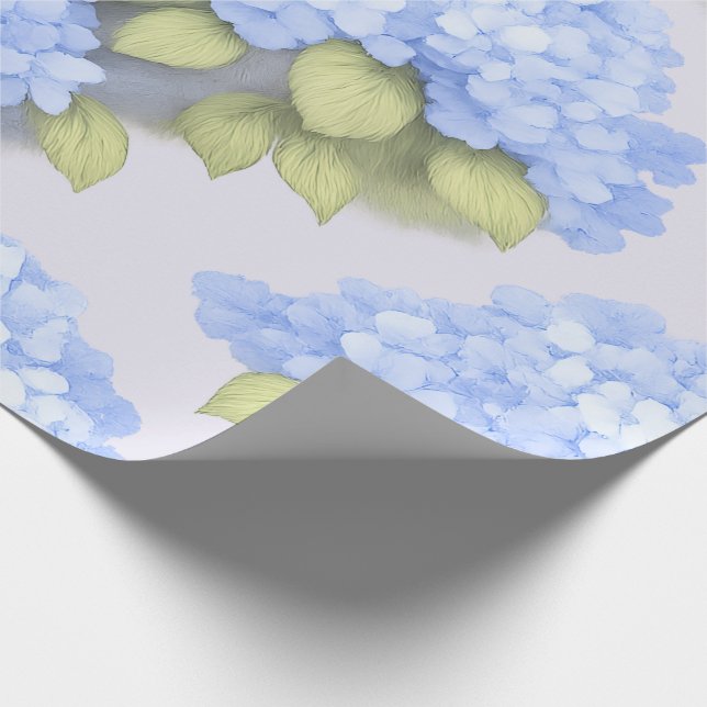 Papel De Regalo Blue Hydrangea Floral Wrapping Paper (Esquina)
