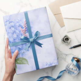 Papel De Regalo Blue Hydrangea Floral Wrapping Paper
