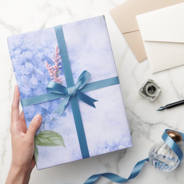 Papel De Regalo Blue Hydrangea Floral Wrapping Paper (Regalar)