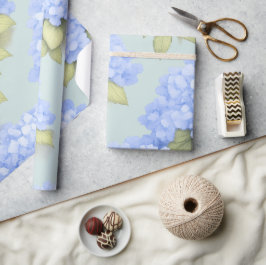 Papel De Regalo Blue Hydrangea Floral Wrapping Paper