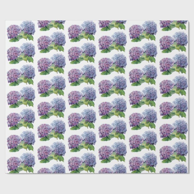 Papel De Regalo Blue Hydrangeas (Superficie plana)
