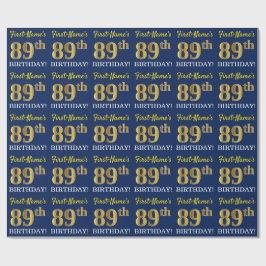 Papel De Regalo Blue, Imitation Gold Look "89th BIRTHDAY"