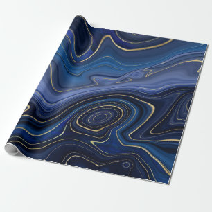 Papel De Regalo Blue Malachite Golden Accents Moda de lujo Gemston