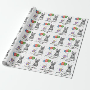 Papel De Regalo Blue Merle Bulldog francés Cartoon Dog Cumpleaños
