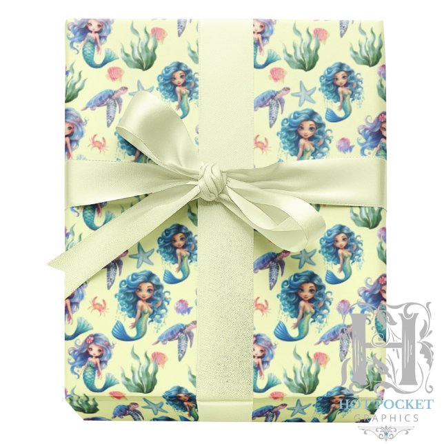Papel De Regalo Blue Mermaid Wrapping Paper in Yellow (Subido por el creador)