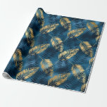 Papel De Regalo Blue Metallic Elegant Tropical Gift<br><div class="desc">Hermoso azul fino metálico con un patrón de helecho tropical. Este es un regalo para cualquier ocasión. Tan encantadora y moda. Perfecto para todo su regalo especial.</div>