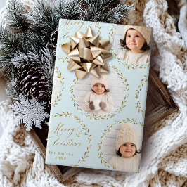 Papel De Regalo Blue Modern Script Merry Christmas Family 6 photo
