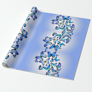 Papel De Regalo Blue Moderno y elegante patrón de mariposa entret