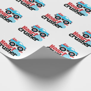 Papel De Regalo Blue Monster Truck Heart Crusher Valentine