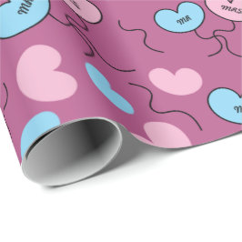 Papel De Regalo Blue Mr Pink Mrs Balloon Aniversario Regalo Seamle