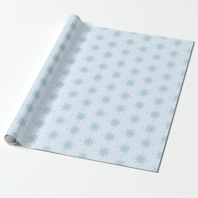 Papel De Regalo Blue Nautical Sailing Compass (Desenrollado)