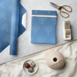 Papel De Regalo Blue Ombre Menorah<br><div class="desc">¡Envuelve tus regalos con estilo con este papel azul oscuro envuelto con acentos menorah!</div>