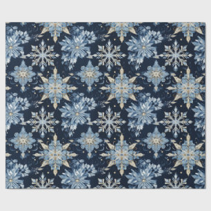 Papel De Regalo Blue on Blue Jewled Snowflakes