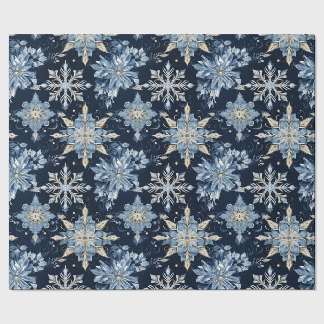 Papel De Regalo Blue on Blue Jewled Snowflakes (Costura)