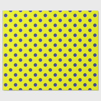 Papel De Regalo Blue On Yellow Polka Dots Pattern Design 