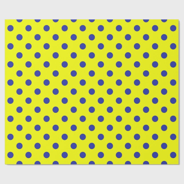 Papel De Regalo Blue On Yellow Polka Dots Pattern Design  (Superficie plana)