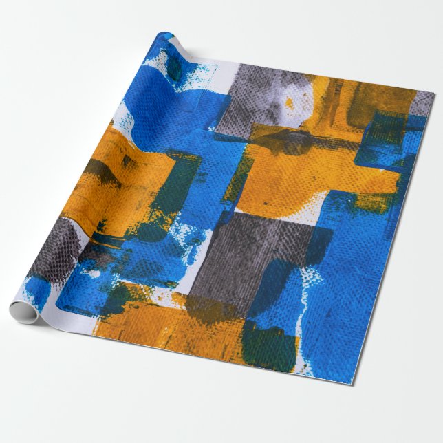 Papel De Regalo Blue, orange, and gray abstract art (Desenrollado)