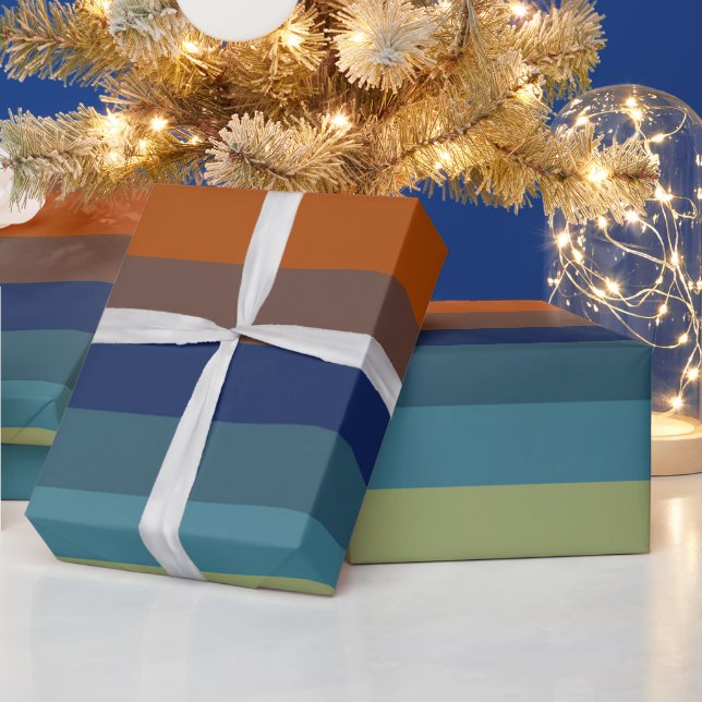 Papel De Regalo Blue, orange, green, and gray stripes (Vacaciones)