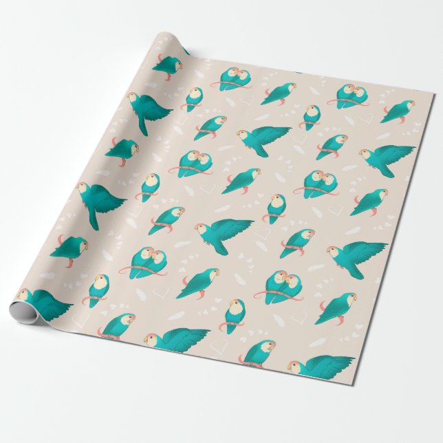 Papel De Regalo Blue Peach Faced Lovebird (Desenrollado)