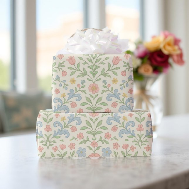 Papel De Regalo Blue Pink Green Floral Classic Grandmillenne (Subido por el creador)