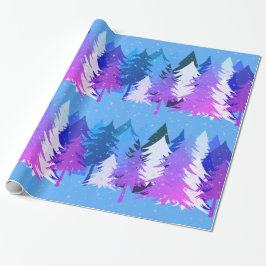 Papel De Regalo Blue Purple Christmas Trees Stars Snow Light Blue