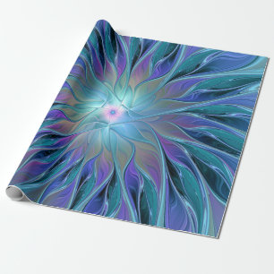Papel De Regalo Blue Purple Flower Dream Resumen arte fractal