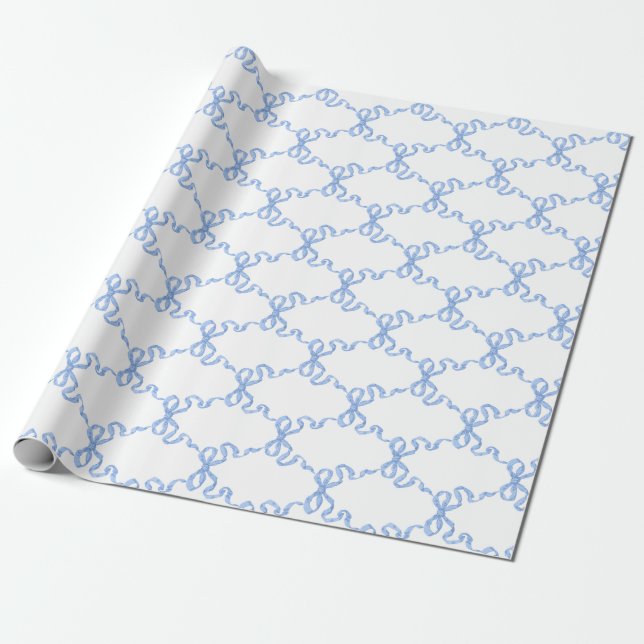 Papel De Regalo Blue Ribbon Trellis (Desenrollado)