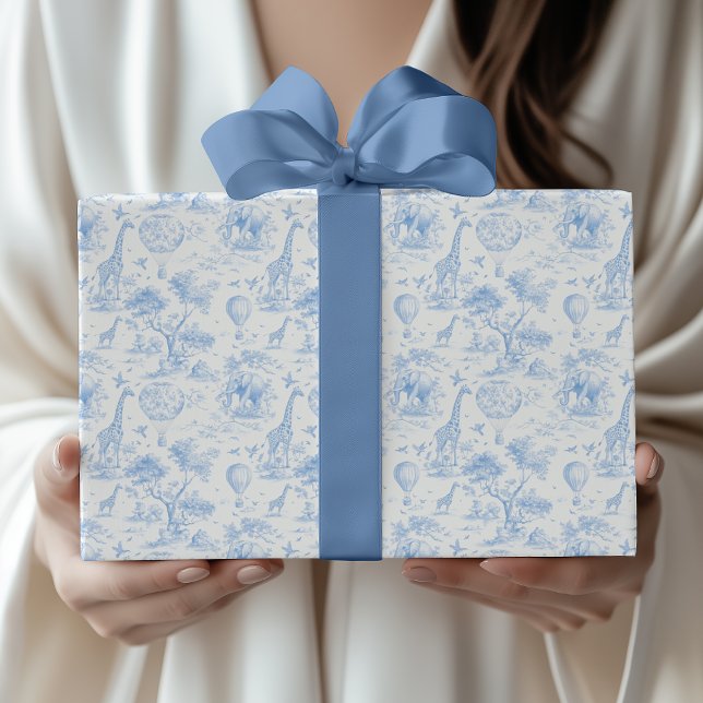 Papel De Regalo Blue Safari Toile de Jouy Baby Shower (Subido por el creador)