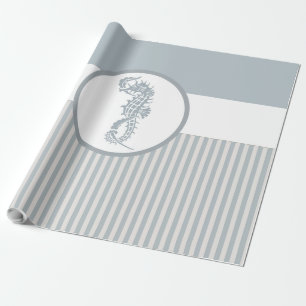 Papel De Regalo Blue Seahorse Blue Classic Nautical Elegant
