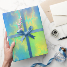 Papel De Regalo Blue Sky y Golden Yellow Lightning Bolts