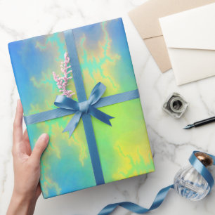 Papel De Regalo Blue Sky y Golden Yellow Lightning Bolts
