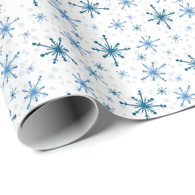Papel De Regalo Blue Snowflakes (Esquina del rollo)