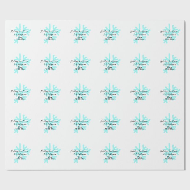 Papel De Regalo Blue snowflakes holiday camping house place date (Superficie plana)