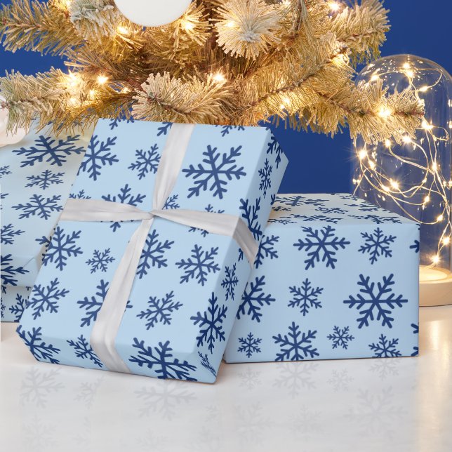 Papel De Regalo Blue Snowflakes Winter Birthday Present Seamless (Vacaciones)