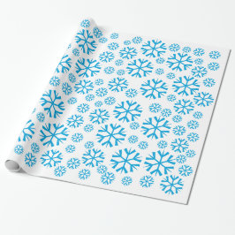 Papel De Regalo Blue Snowflakes Winter Holiday Pattern on White
