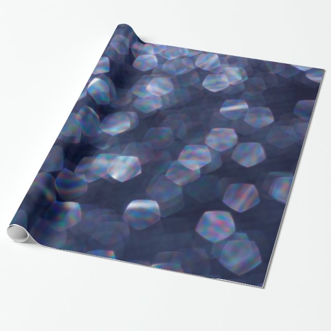 Papel De Regalo Blue Sparkle Bokeh Lights (Desenrollado)