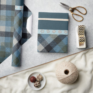 Papel De Regalo Blue Tartan Wrapping Paper