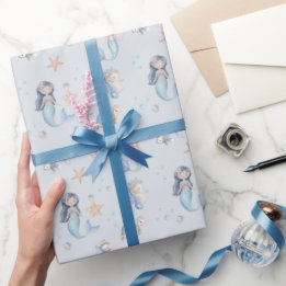 Papel De Regalo Blue Under the Sea Mermaid Birthday
