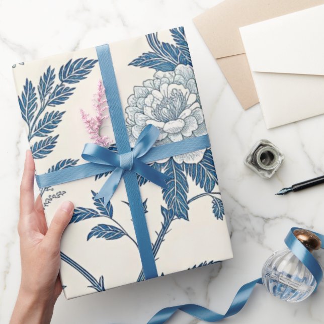 Papel De Regalo Blue Vintage Floral Pattern (Regalar)