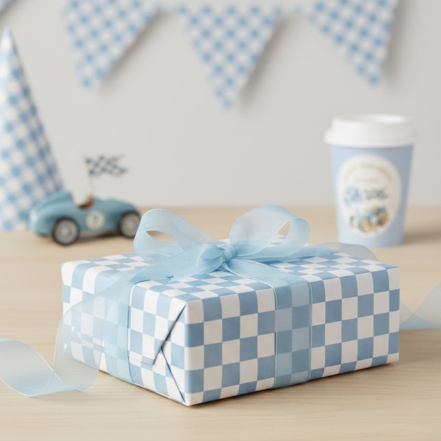 Papel De Regalo Blue Watercolor Checkered Racing Flag (Subido por el creador)