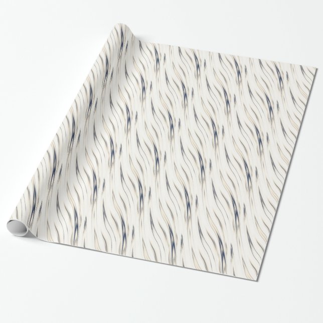 Papel De Regalo Blue White Abstract Stripes Birday (Desenrollado)