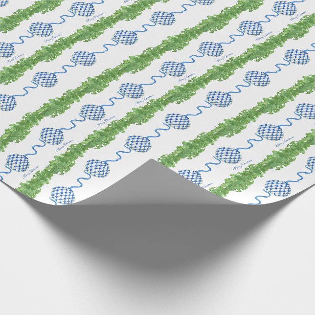 Papel De Regalo Blue & White Chinoiserie Garland Grandmillennial (Esquina)