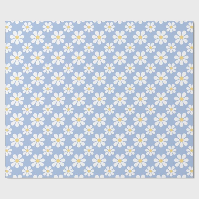 Papel De Regalo Blue White Daisy Pattern  (Superficie plana)