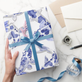 Papel De Regalo Blue White Koi Fish