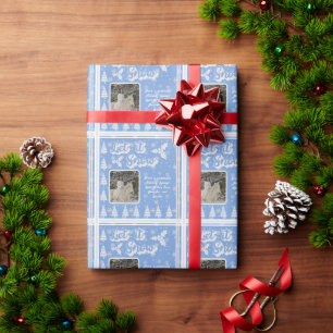 Papel De Regalo Blue White Let it Snow Mascota de Nieve Foto Navid