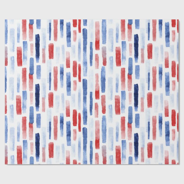 Papel De Regalo Blue, White Red Coastal Stripes (Superficie plana)